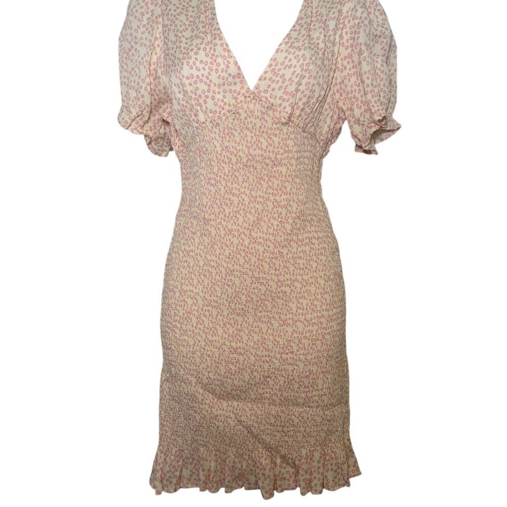 Area Stars Amalia Pink Floral Smocked Mini Dress Size Large - Picture 5 of 7